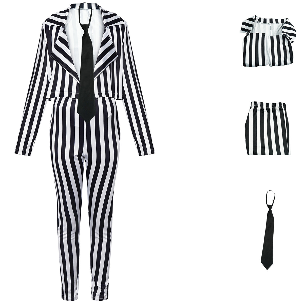 Costume rayé noir et blanc femme, vue 4