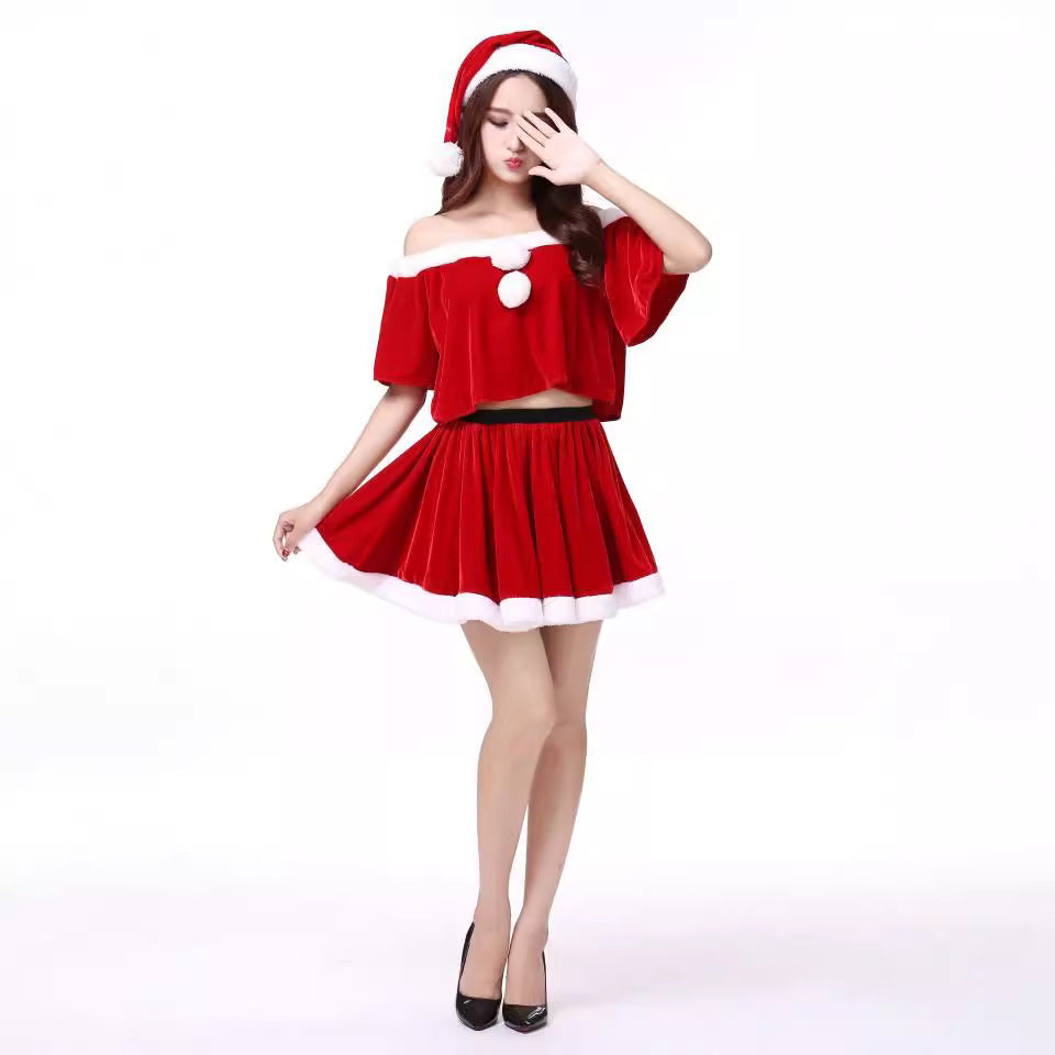 Robe de Mère Noël velours rouge – vue 2
