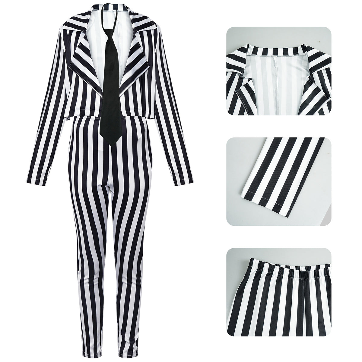 Costume rayé noir et blanc femme, vue 2