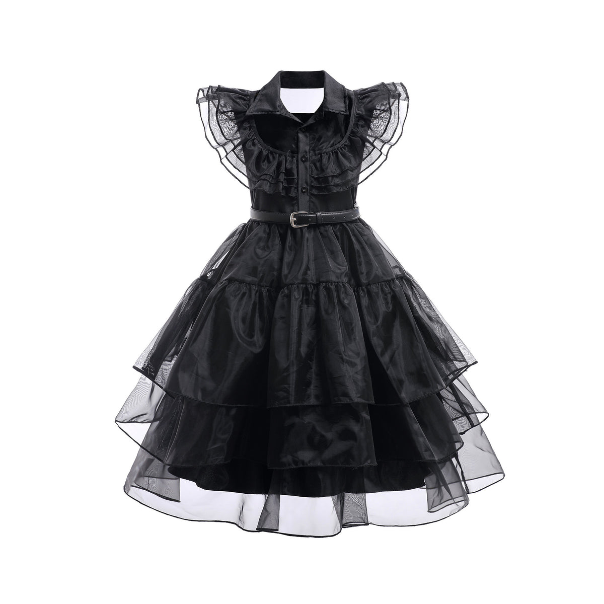 Robe noire en tulle à col pour fille, vue 6