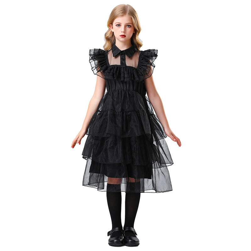 Robe en tulle noire ou rouge à col pour femme, vue 8