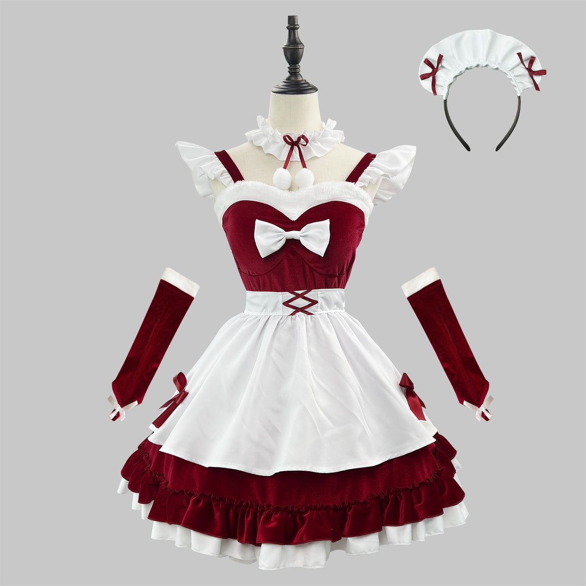 Robe de Noël velours bordeaux style princesse
