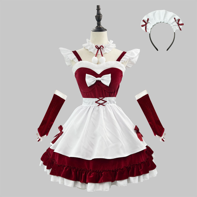 Robe de Noël velours bordeaux style princesse