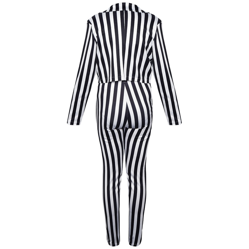 Costume rayé noir et blanc femme