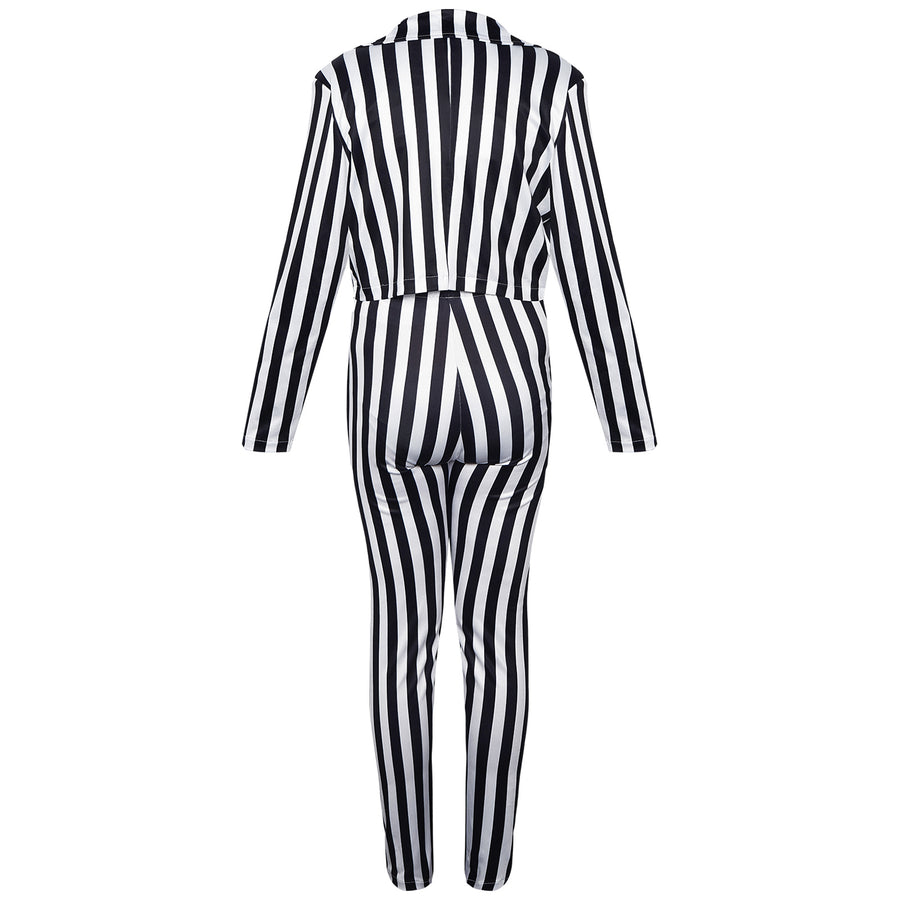 Costume rayé noir et blanc femme