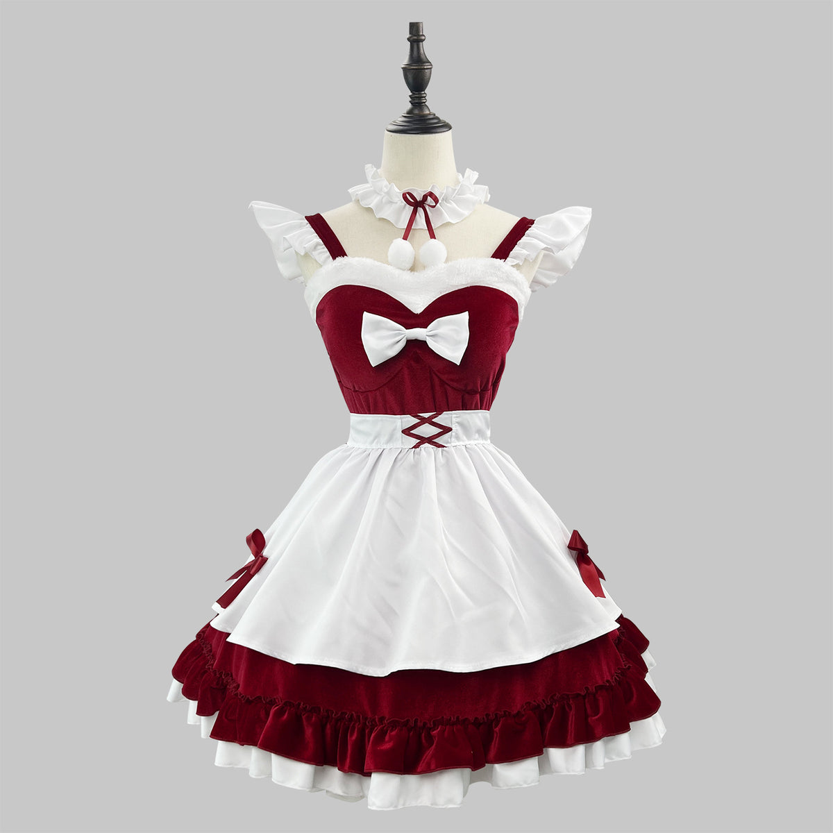 Robe de Noël velours bordeaux – vue 2