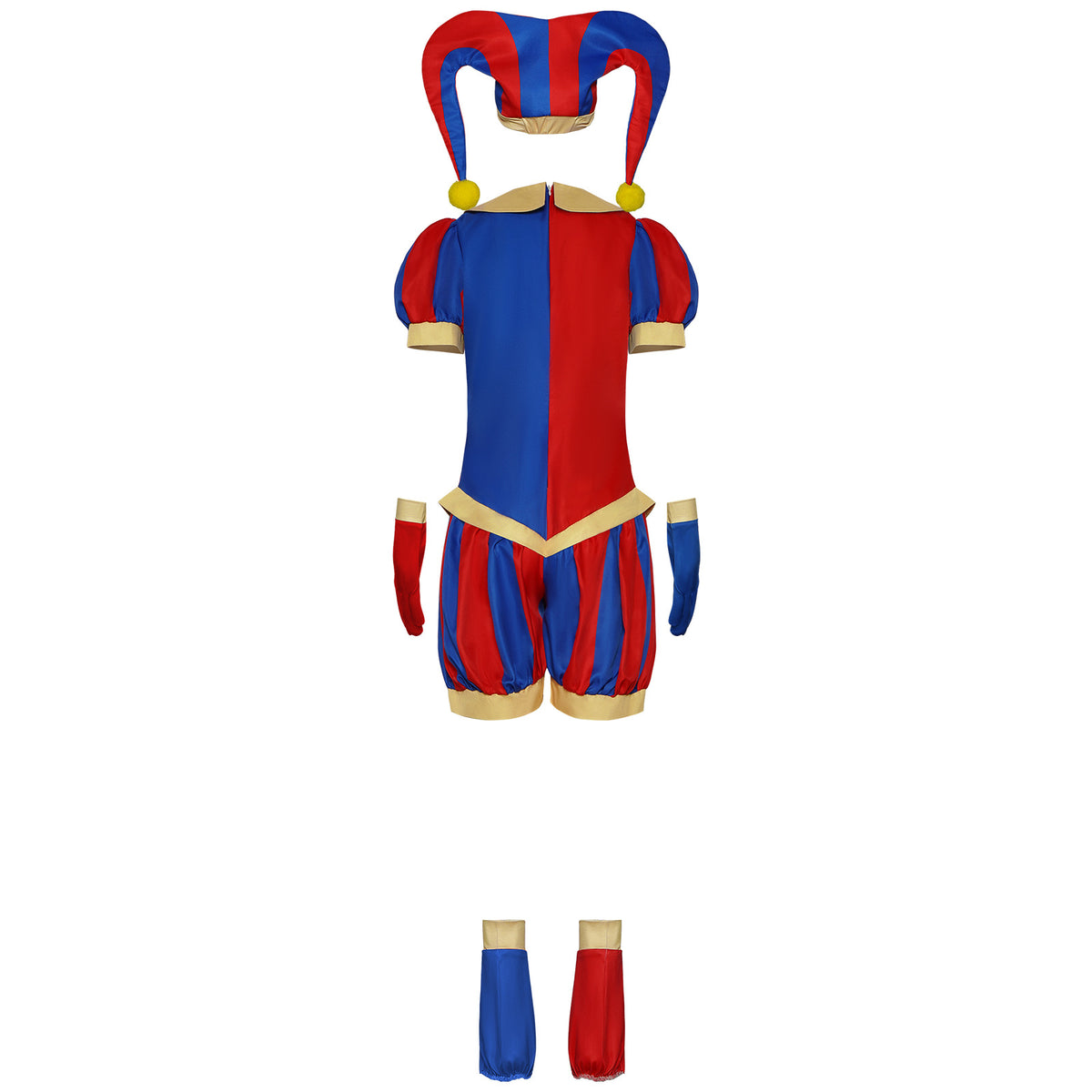 Combinaison bouffon de cirque bicolore – vue 2