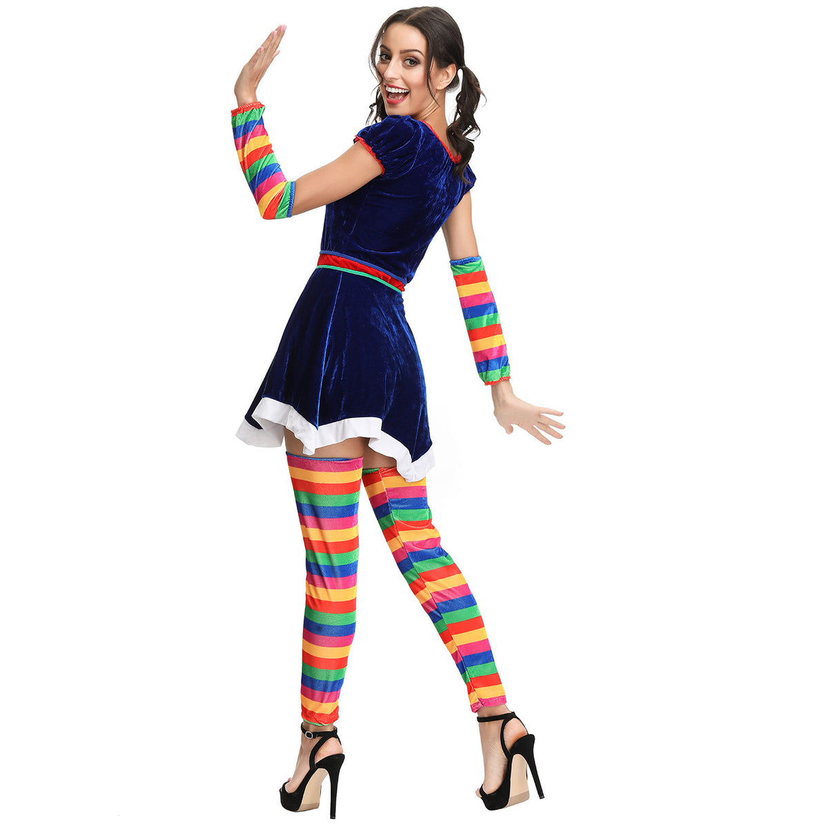 Robe de clown rayée arc-en-ciel – vue 4